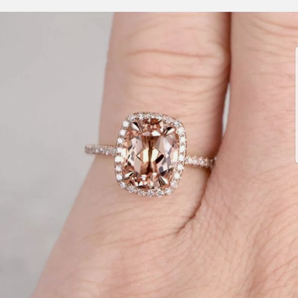 NEW ROSE GOLD TONE CHAMPAGNE CRYSTAL RING - Picture 1 of 4